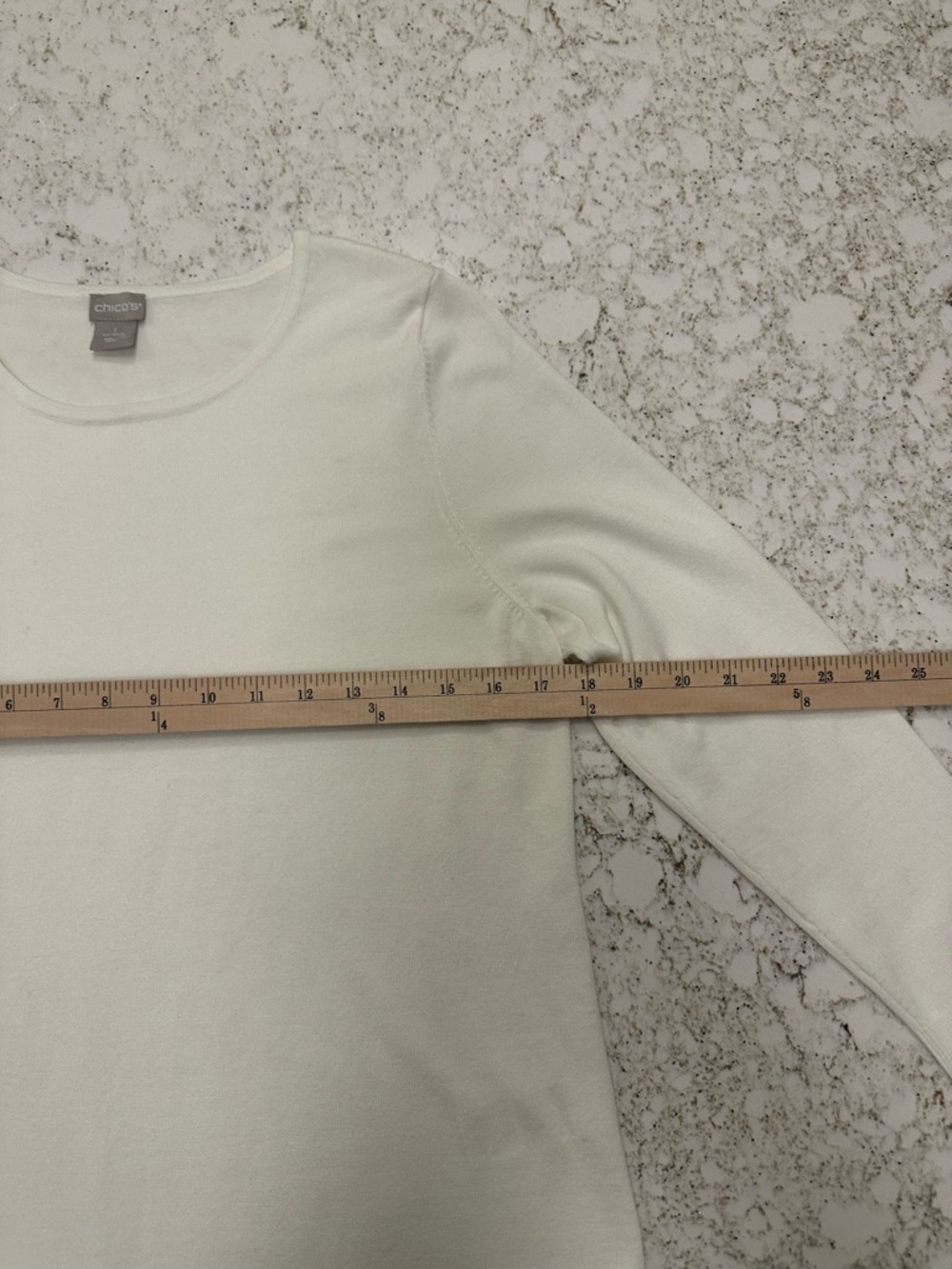 Chico's Cream Crewneck Top- Lightweight Long Sleeve - Picture 6 of 7